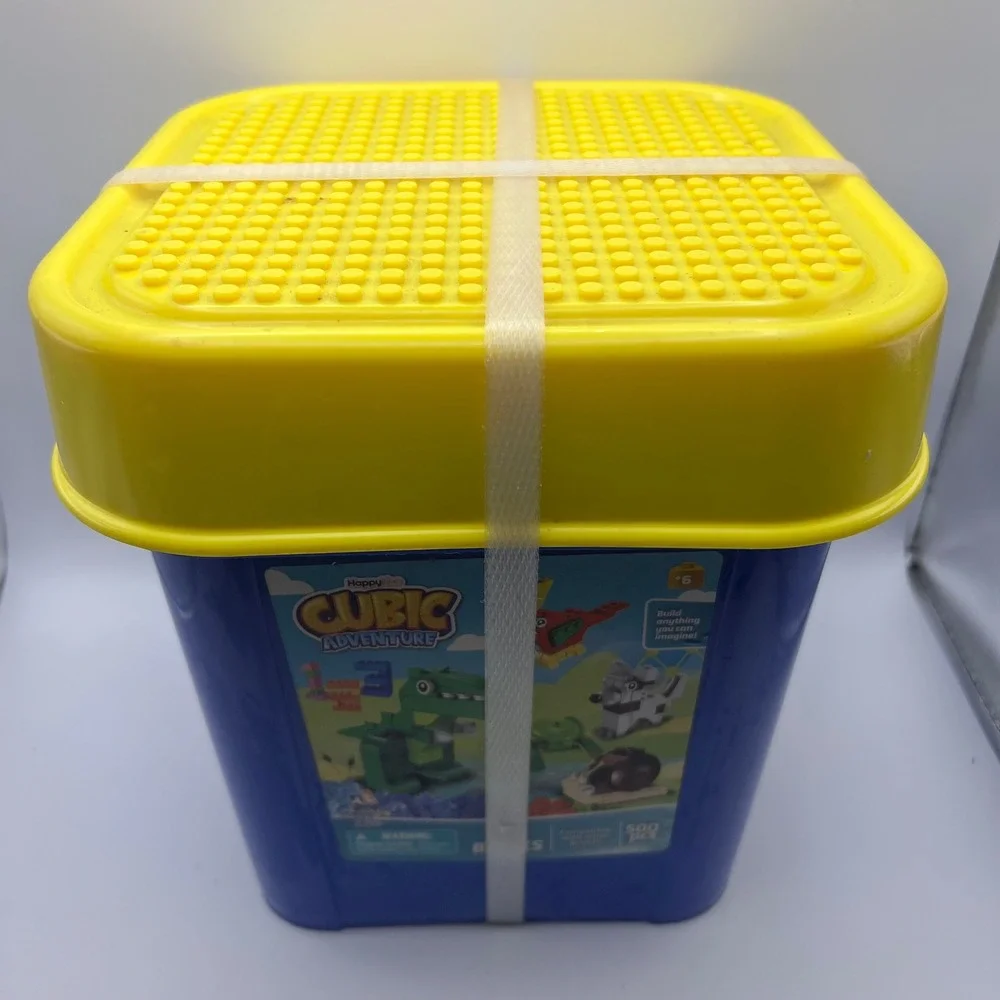 Happy Line Cubic Adventure 500 Piece Building Blocks Set Blue Bucket 640249 NEW
